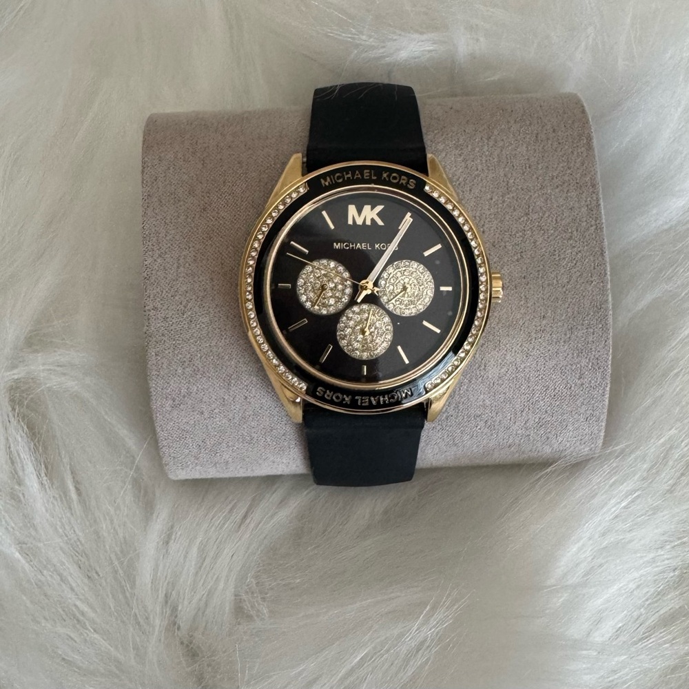 Michael Kors Women’s Watch with Black Strap and Gold Accents